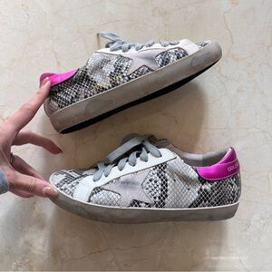 Non-Authentic Golden Goose GGDB Super Star Snakeskin Metallic Sneakers Sz 38